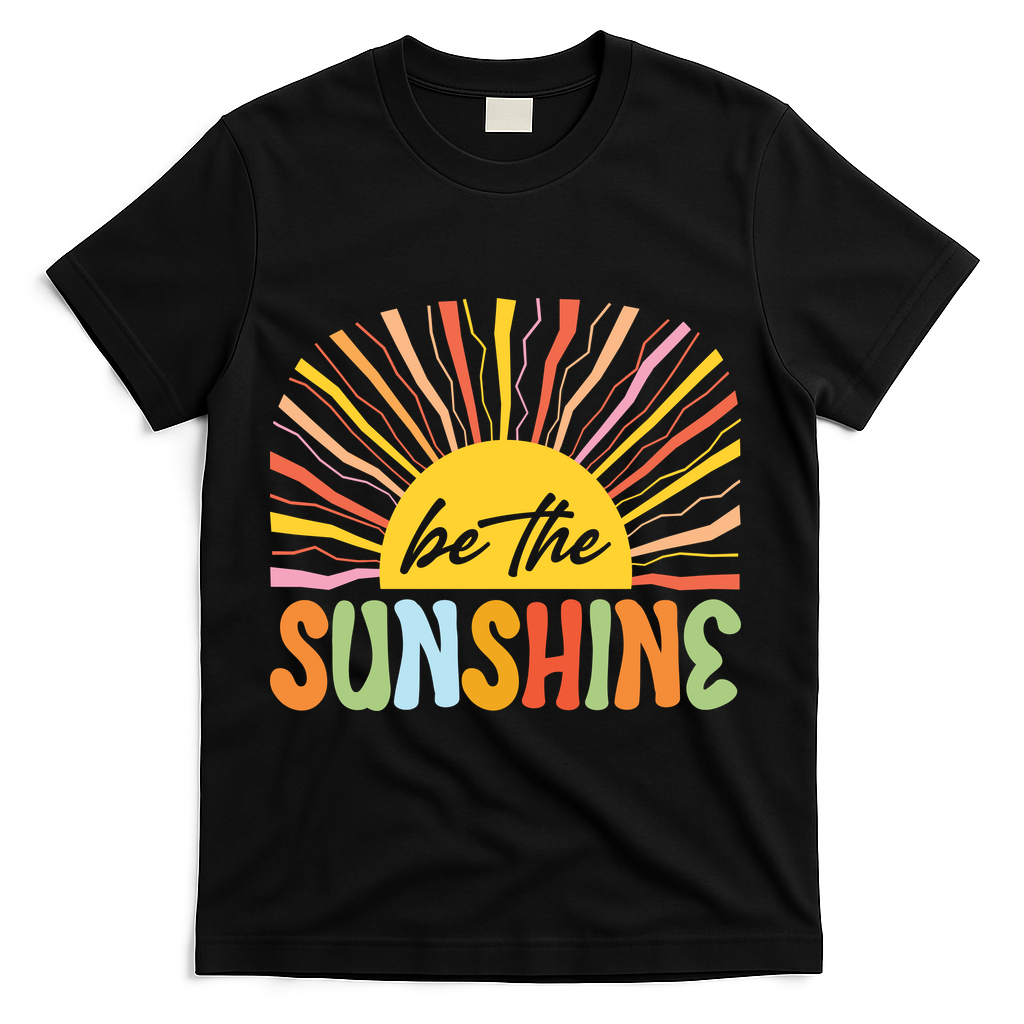 Be The Sunshine Vintage Summer Beach Life T-Shirt - Black
