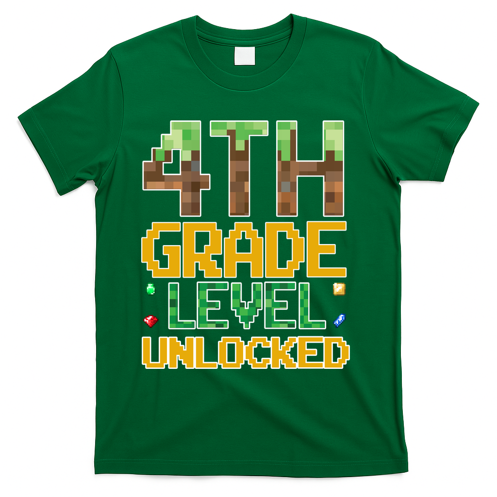 Back To School 4th Grade Gamer T-Shirt - Green