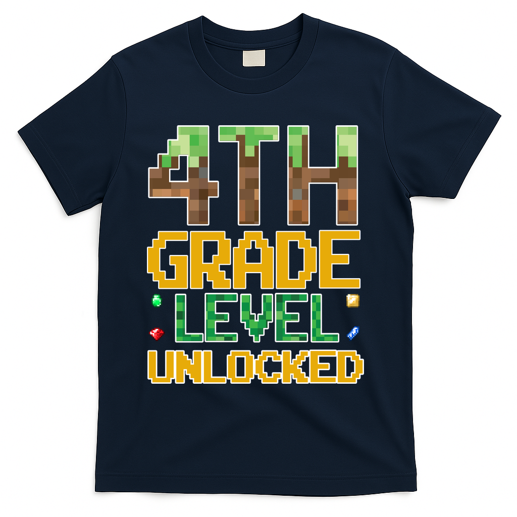 Back To School 4th Grade Gamer T-Shirt - Navy