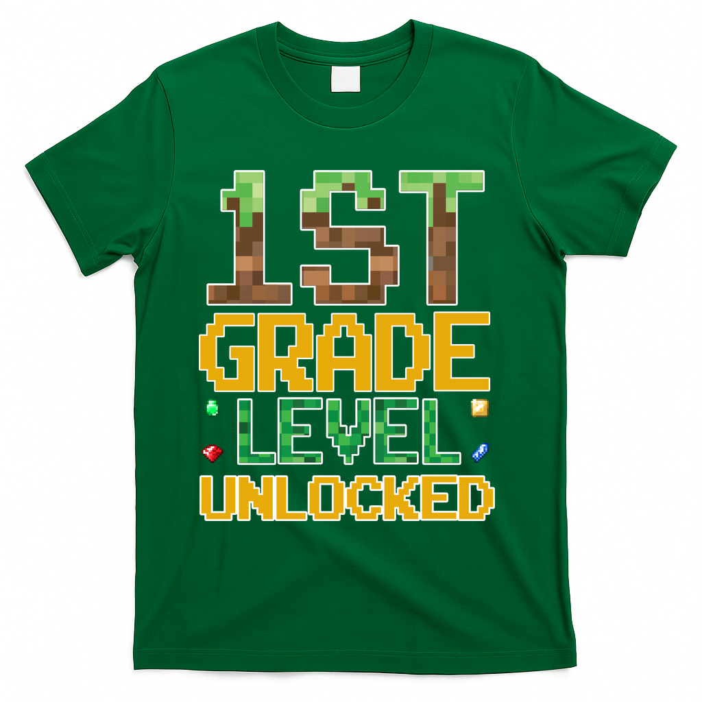 Back To School 1st Grade Gamer First Day T-Shirt - Green