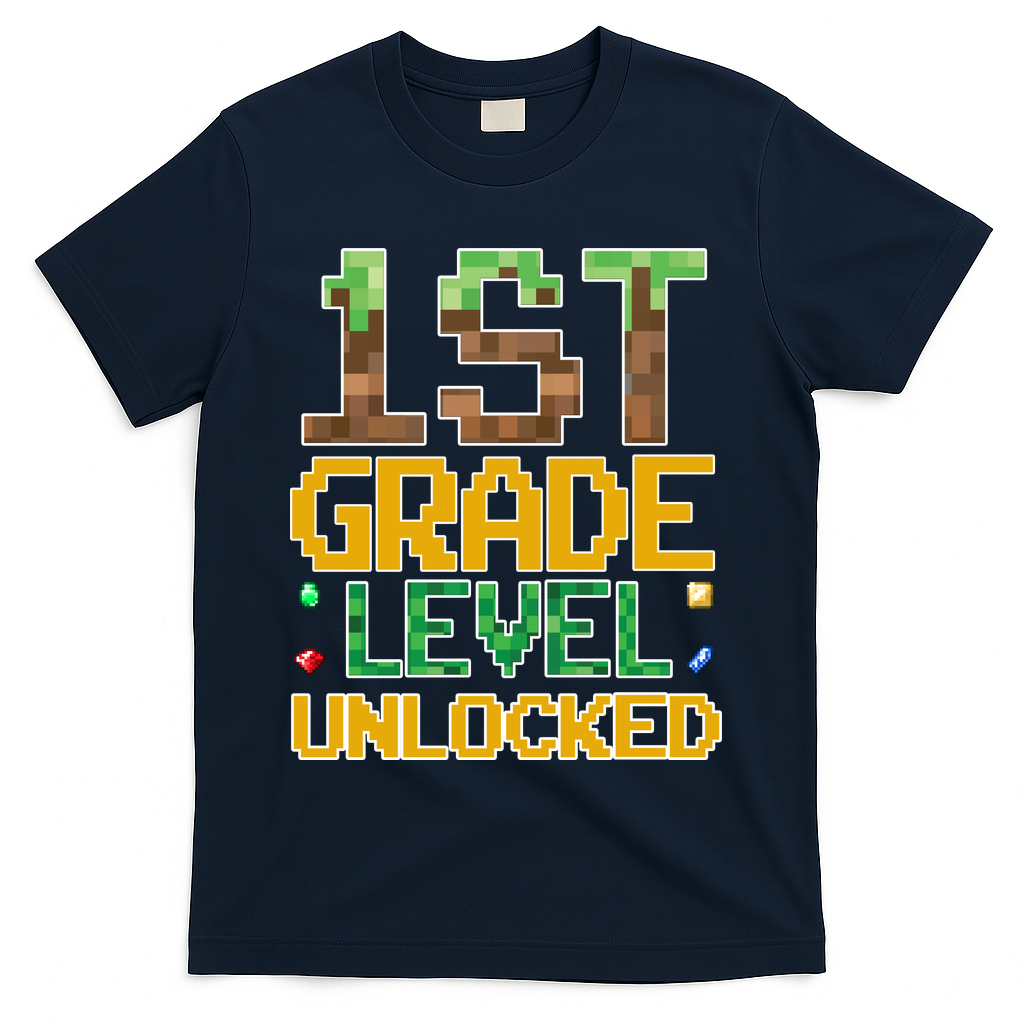 Back To School 1st Grade Gamer First Day T-Shirt - Navy