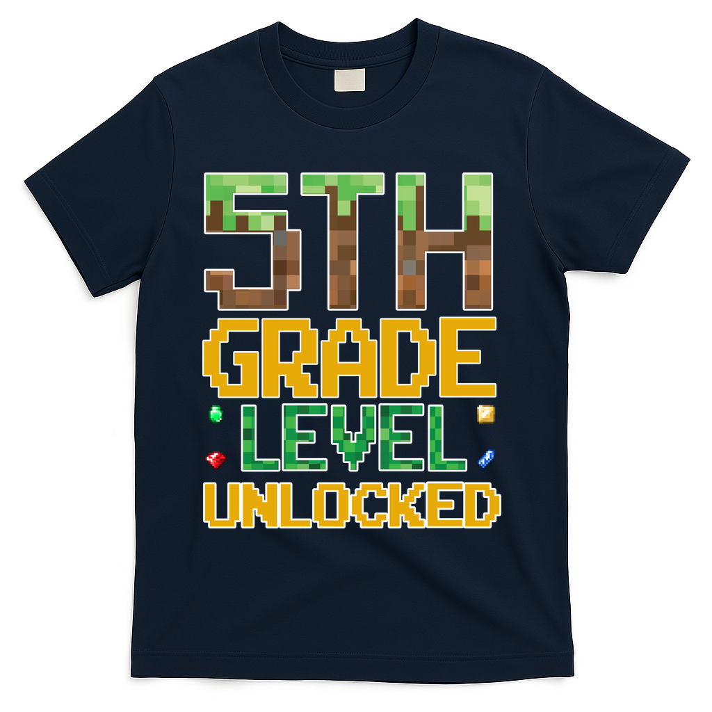 Back To School 5th Grade Gamer Fifth Grader T-Shirt - Navy