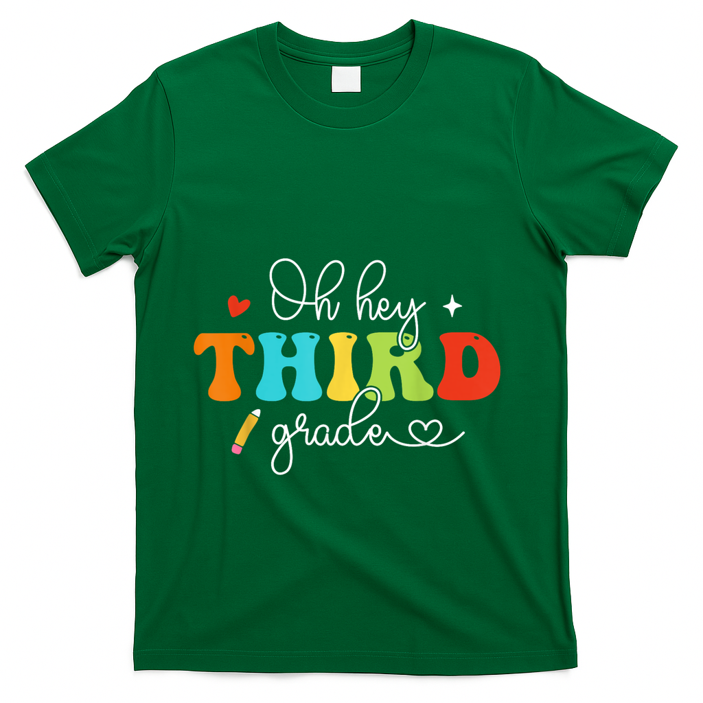 Back To School Oh Hey Third Grade Retro Teacher Student T-Shirt - Green