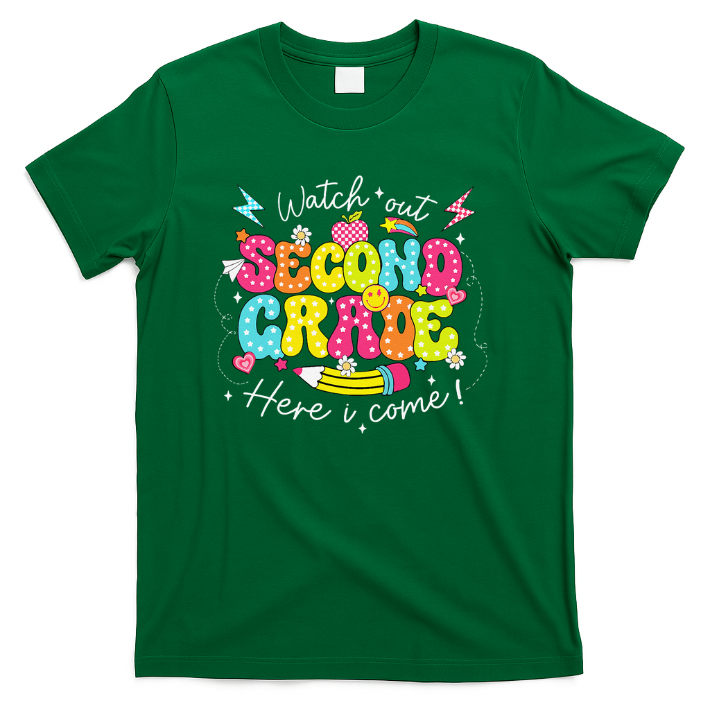 Back To School Watch Out Second Grade Here I Come Pencil T-Shirt - Green