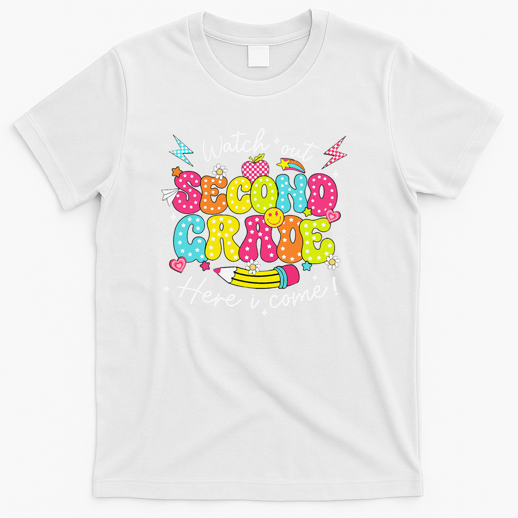 Back To School Watch Out Second Grade Here I Come Pencil T-Shirt - White