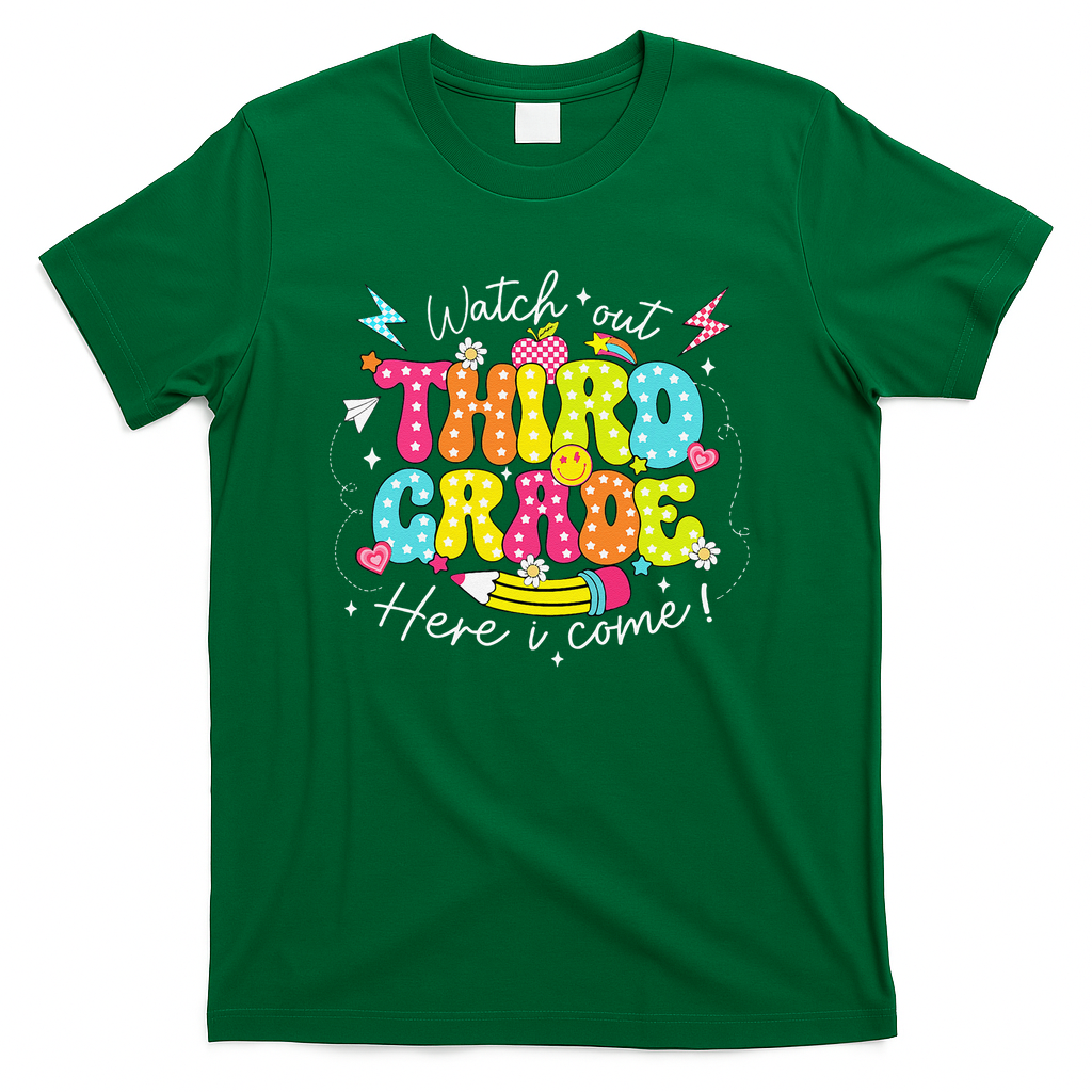 Back To School Watch Out Third Grade Here I Come Pencil T-Shirt - Green