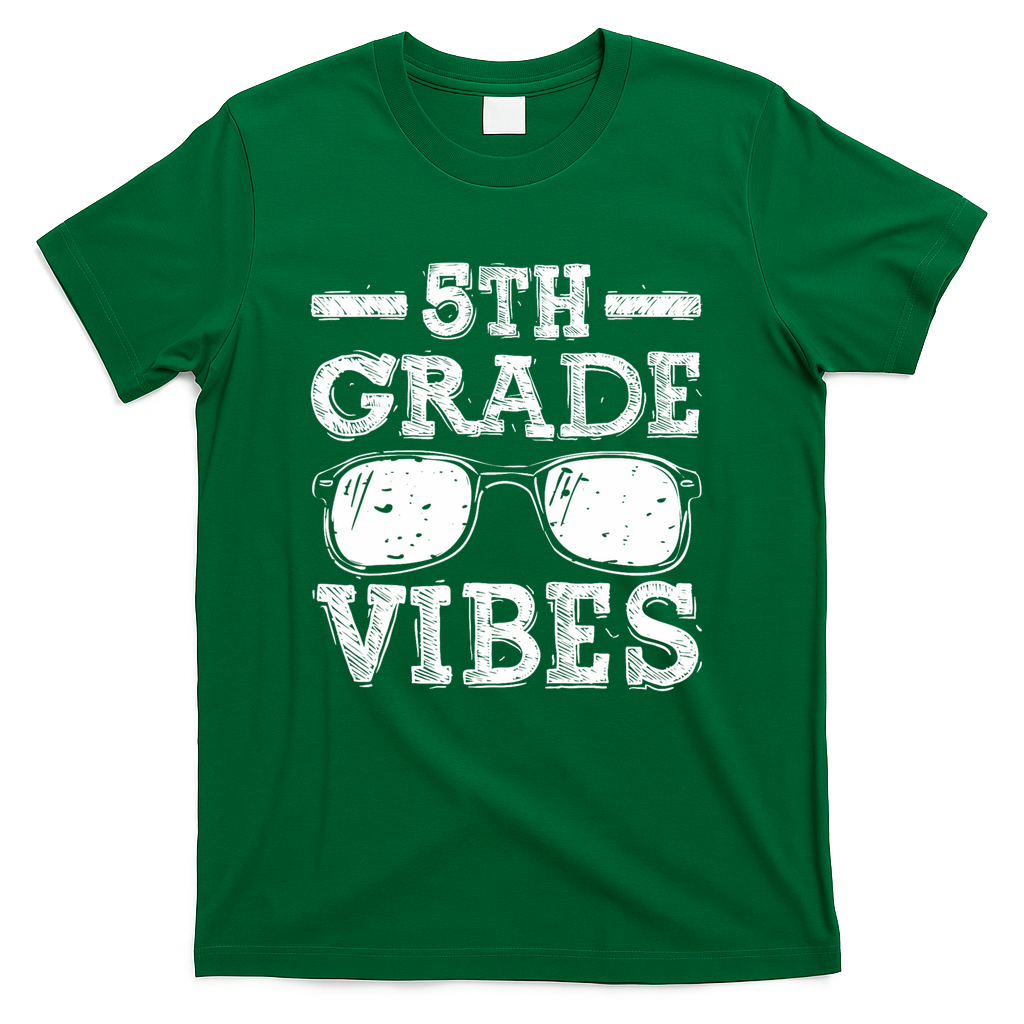Back To School 5th Grade Vibes, First Day Teacher Children T-Shirt - Green