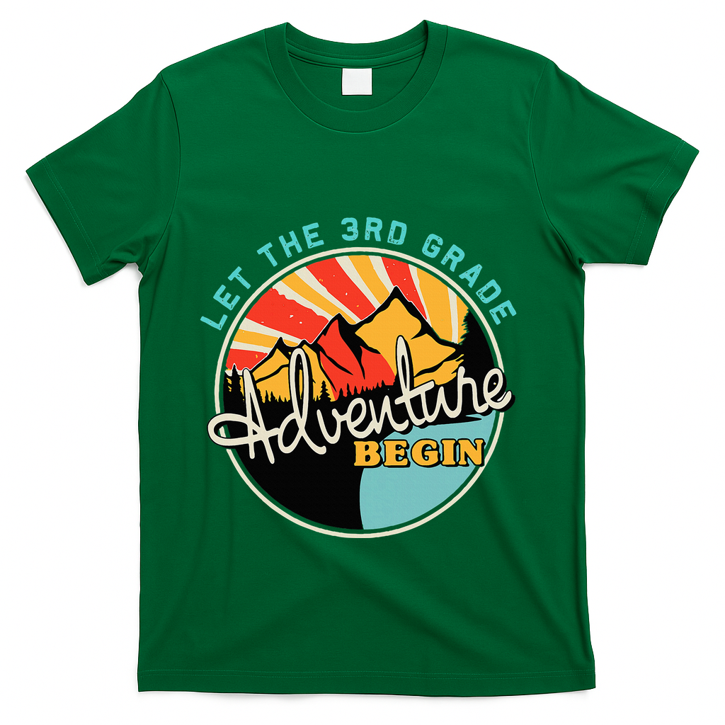Back To School Let The 3rd Grade Adventure Begin Third Grade T-Shirt - Green