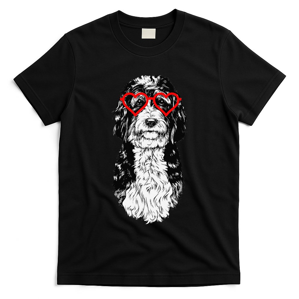 Bernedoodle Valentines Day Doodle Dog Mom Dog Lover T-Shirt