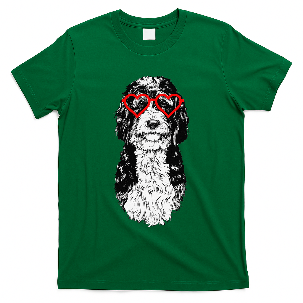 Bernedoodle Valentines Day Doodle Dog Mom Dog Lover T-Shirt