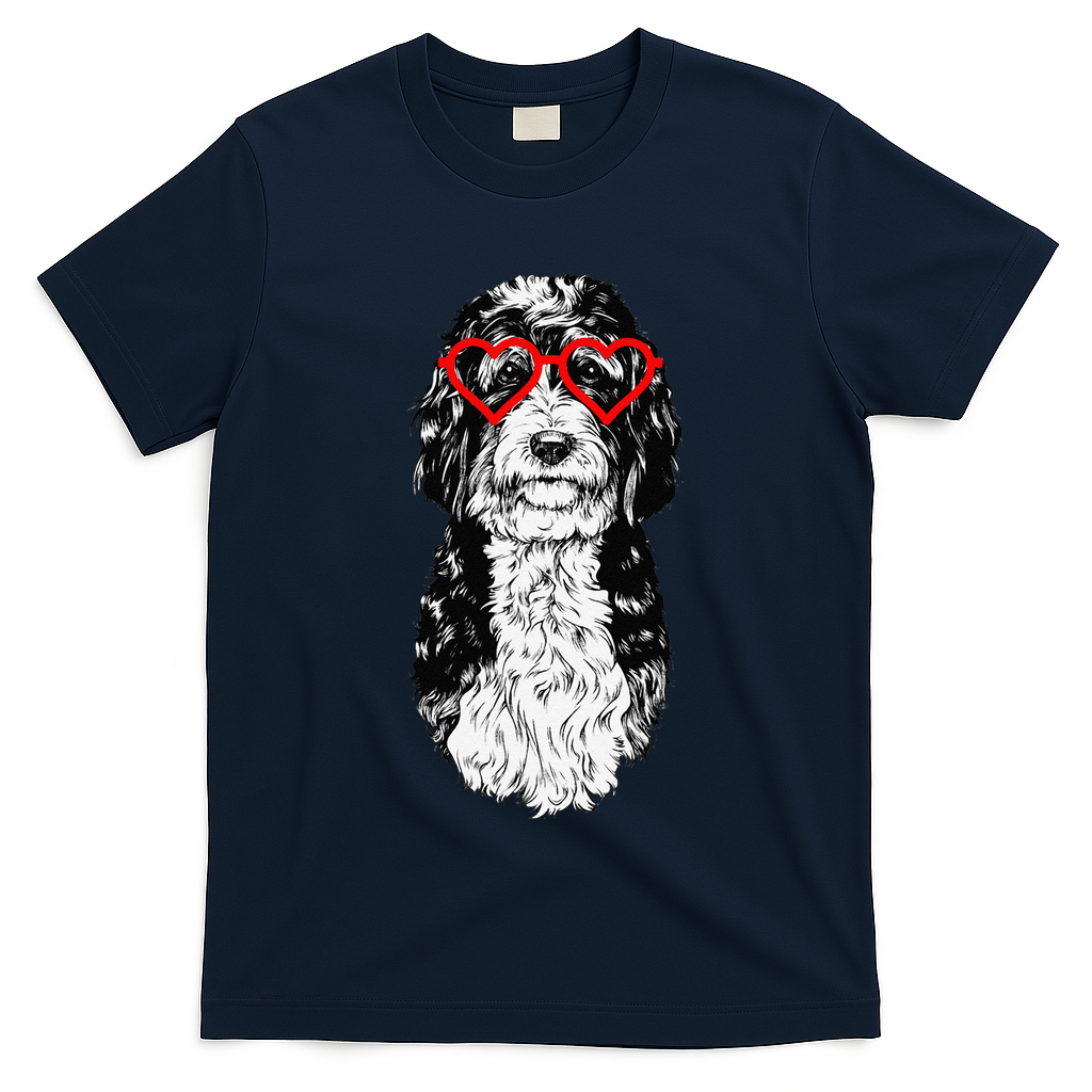 Bernedoodle Valentines Day Doodle Dog Mom Dog Lover T-Shirt