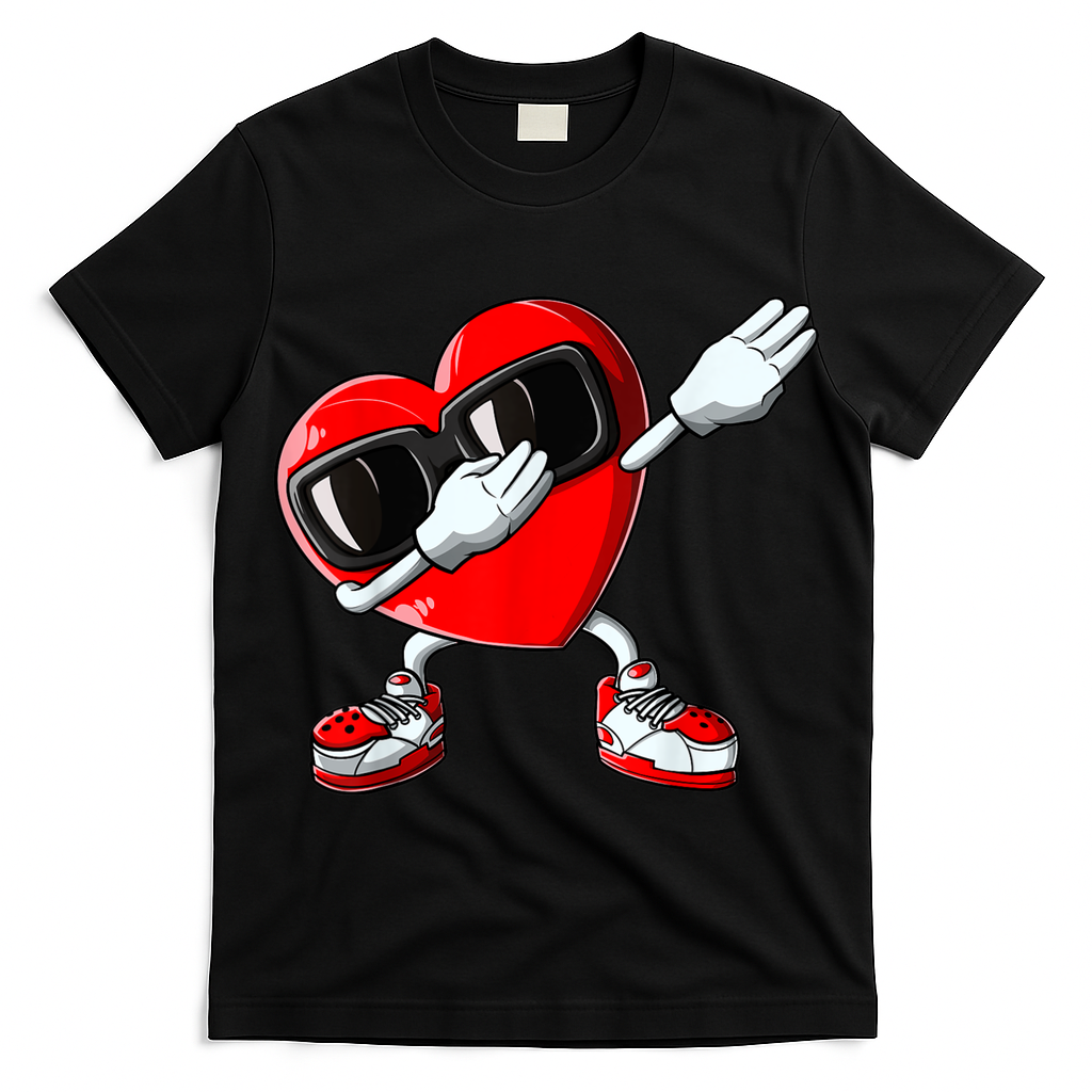 Boys Valentines Day Kids Dabbing Heart Love Dab Dance Gifts T-Shirt