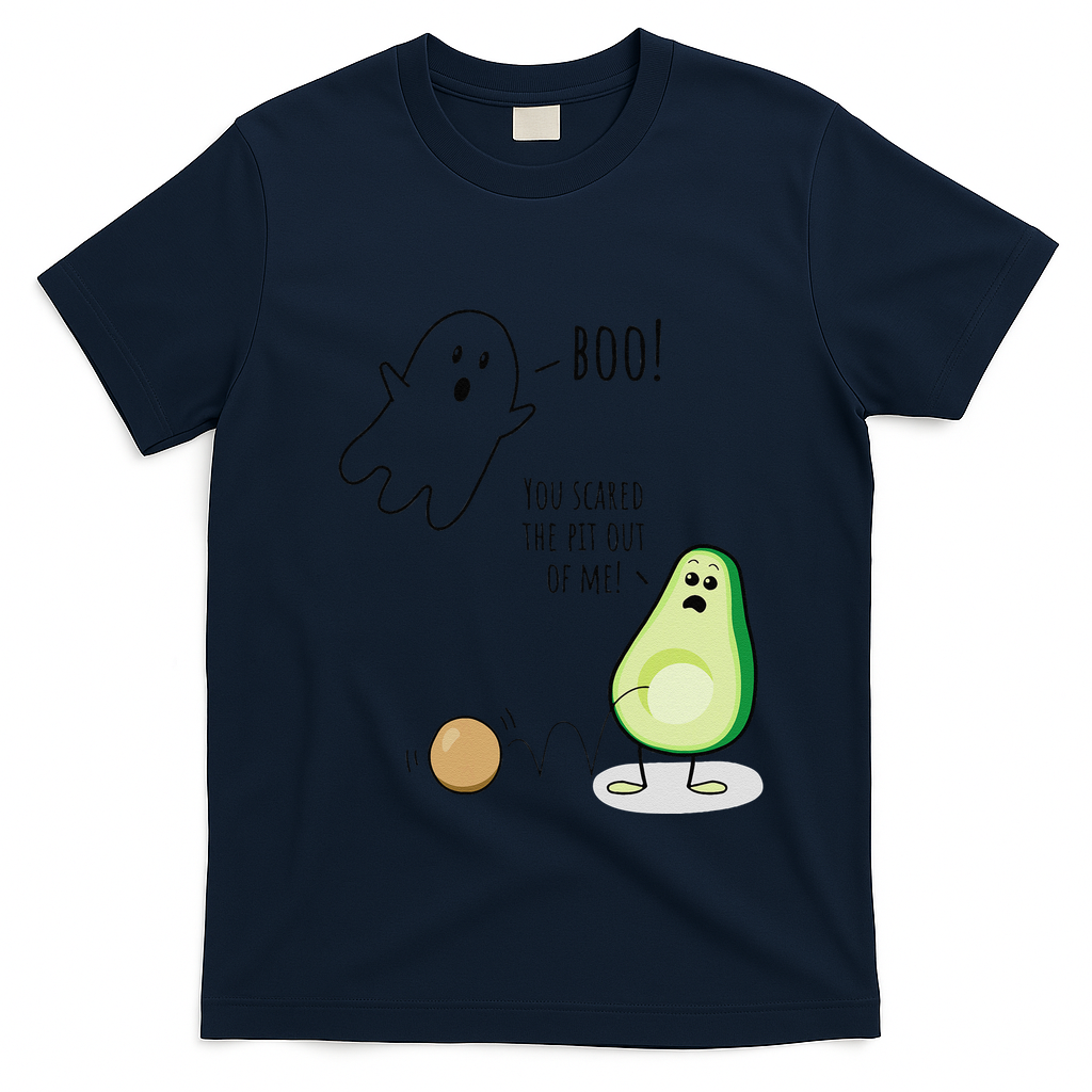 Boo You Scared The Pit Out Of Me Funny Ghost Avocado Gift T-Shirt - Navy Blue