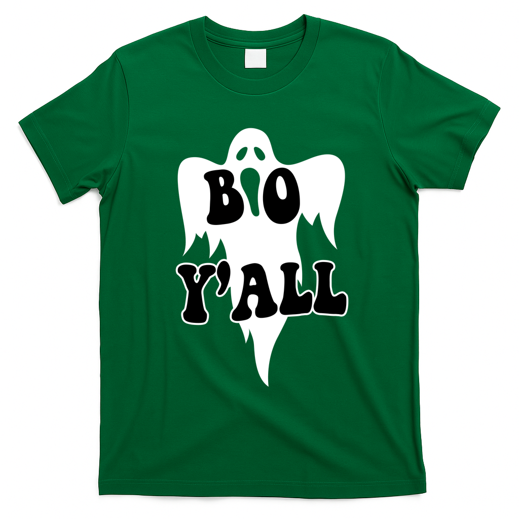 Boo Yall Spooky Ghost Halloween T-Shirt - Irish Green