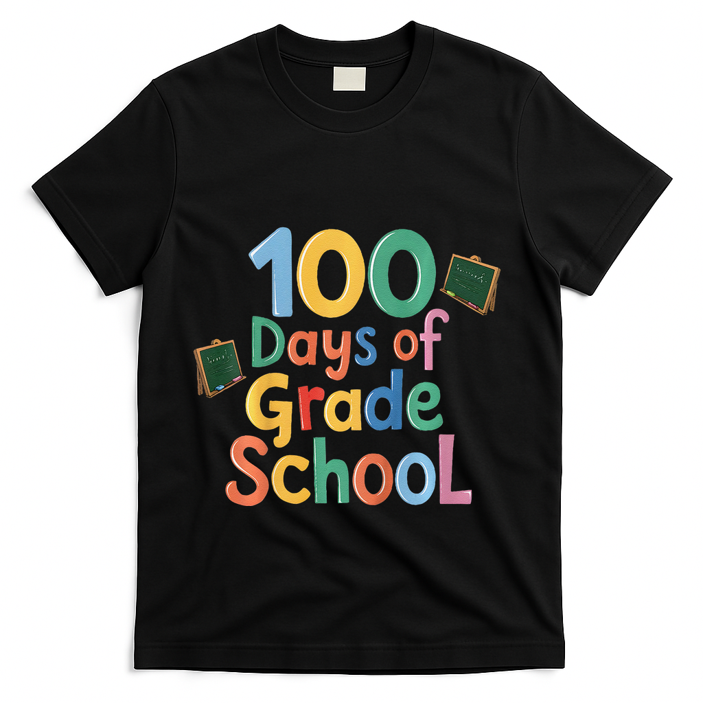 Celebrate 100 Days Of Grade School Funny T-Shirt - Black