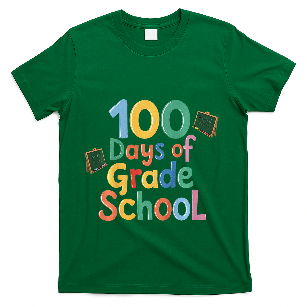 Celebrate 100 Days Of Grade School Funny T-Shirt - Green