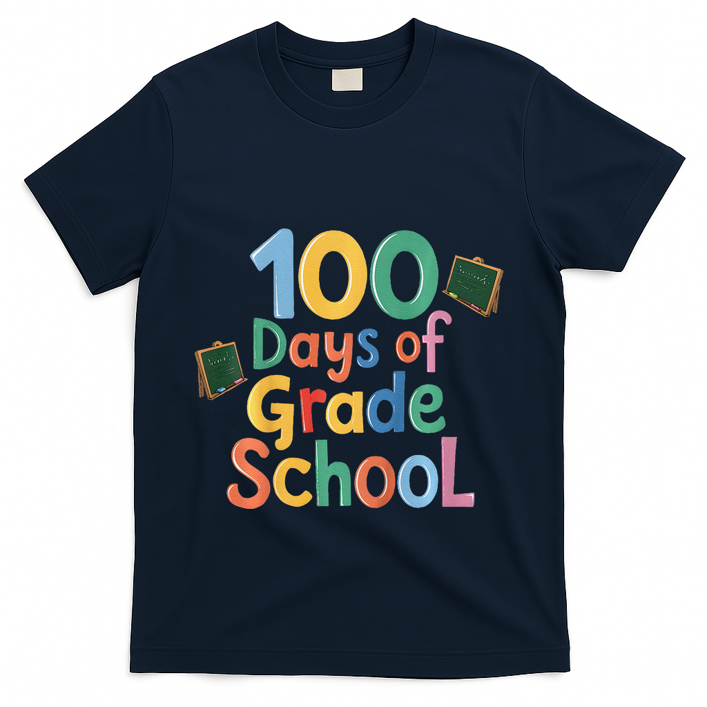 Celebrate 100 Days Of Grade School Funny T-Shirt - Navy