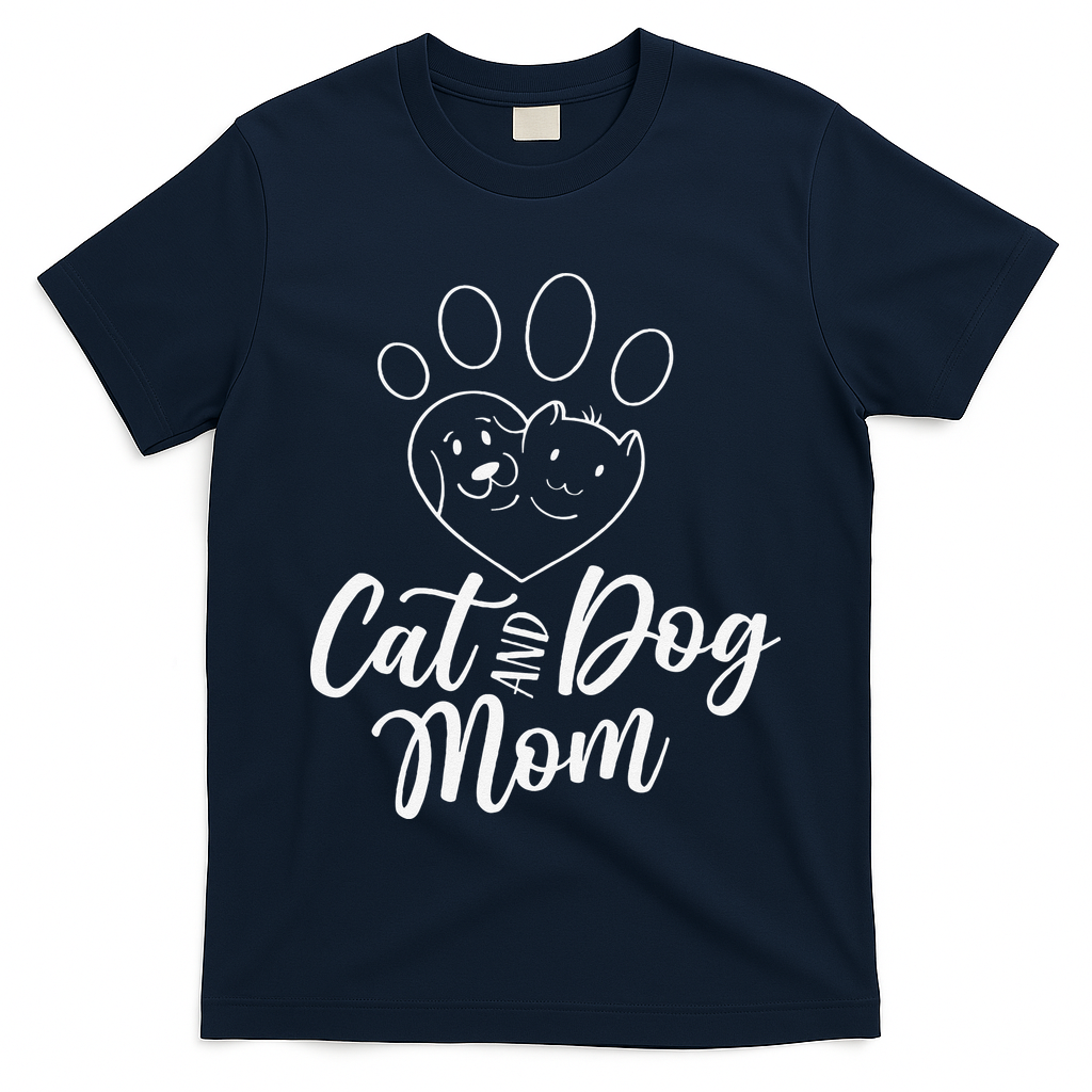 Cat And Dog Mom Dogs Cats Lover Mother Mommy Mama Mothers T-Shirt