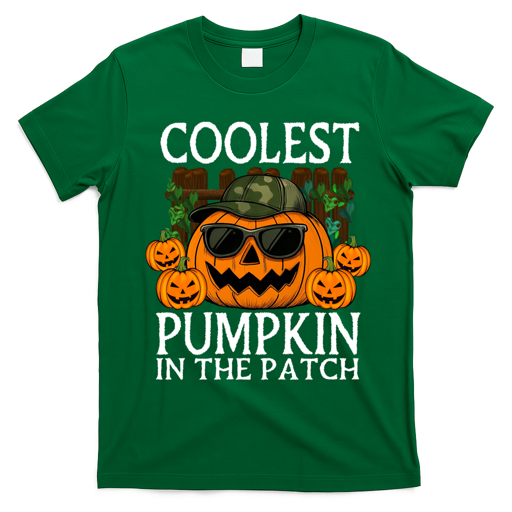 Cute And Funny Halloween Coolest Pumpkin In The Patch T-Shirt - Irish Green