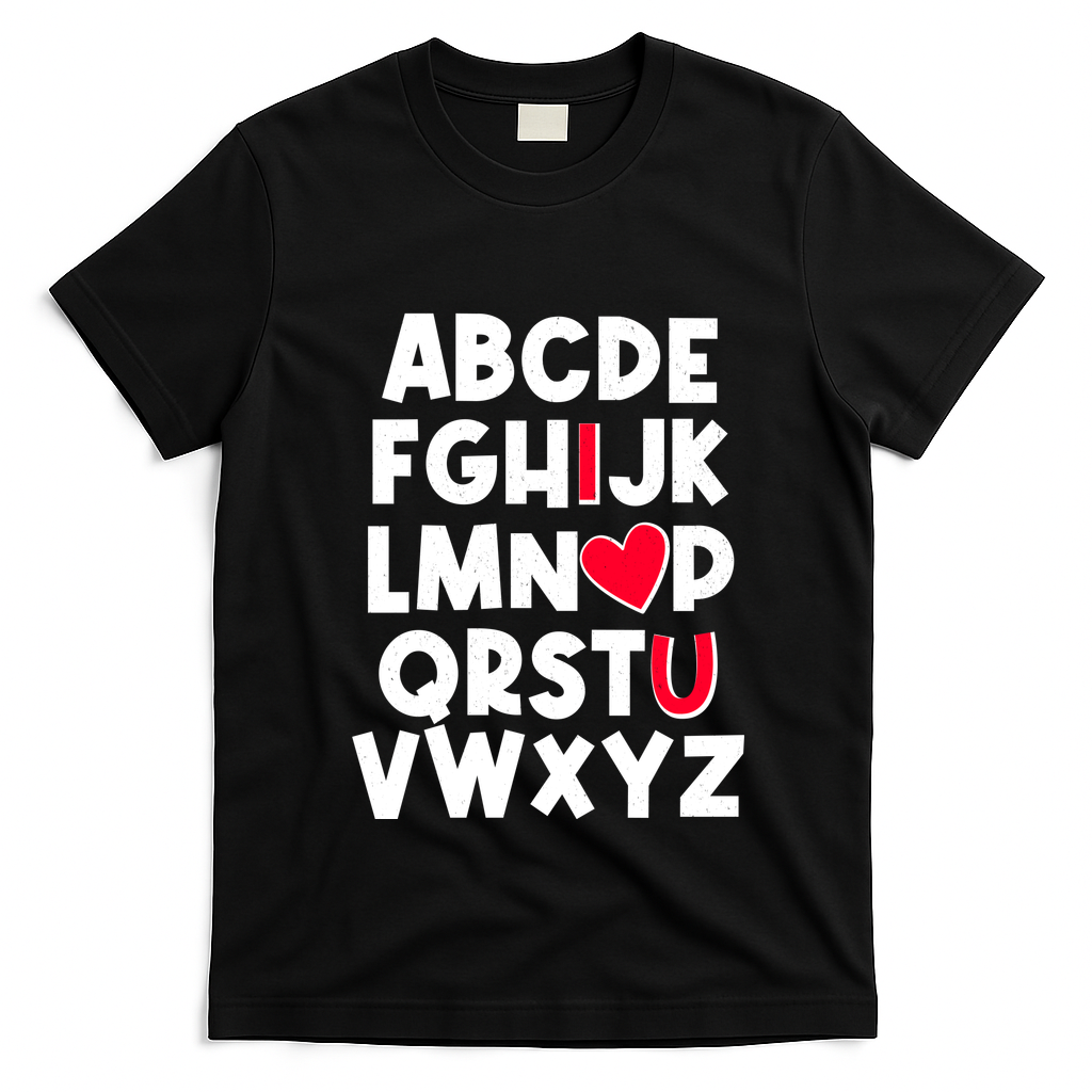 Cute Abcs I Love You Valentine School Teacher Student Life T-Shirt