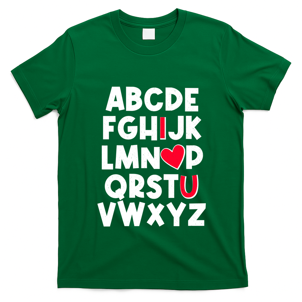Cute Abcs I Love You Valentine School Teacher Student Life T-Shirt