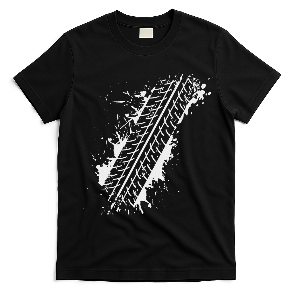 Car Automobile Tire Track Funny Halloween Costume Outfit T-Shirt - Black