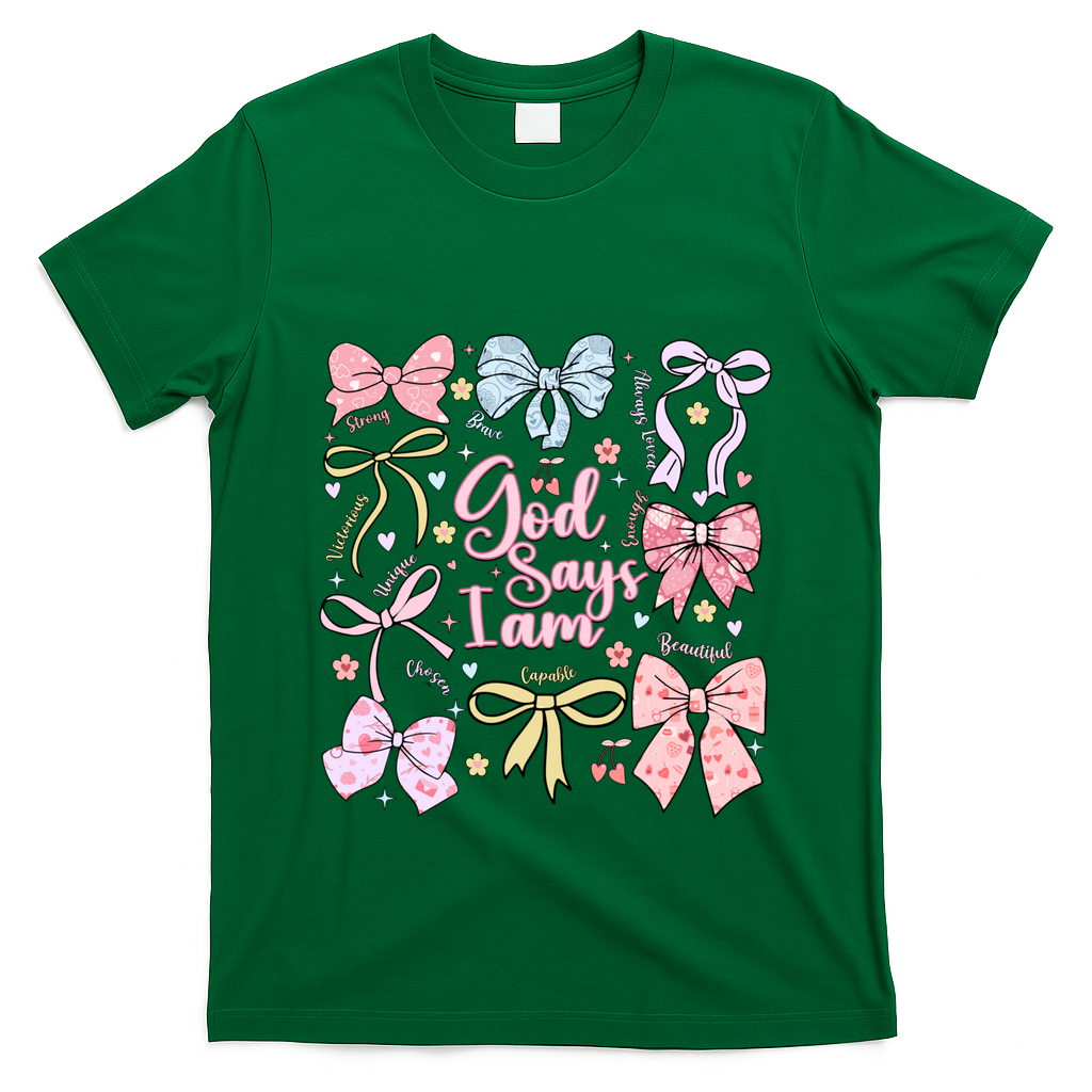 Coquette Bow God Says I Am Valentine Christian Grunge Cool Gift T-Shirt