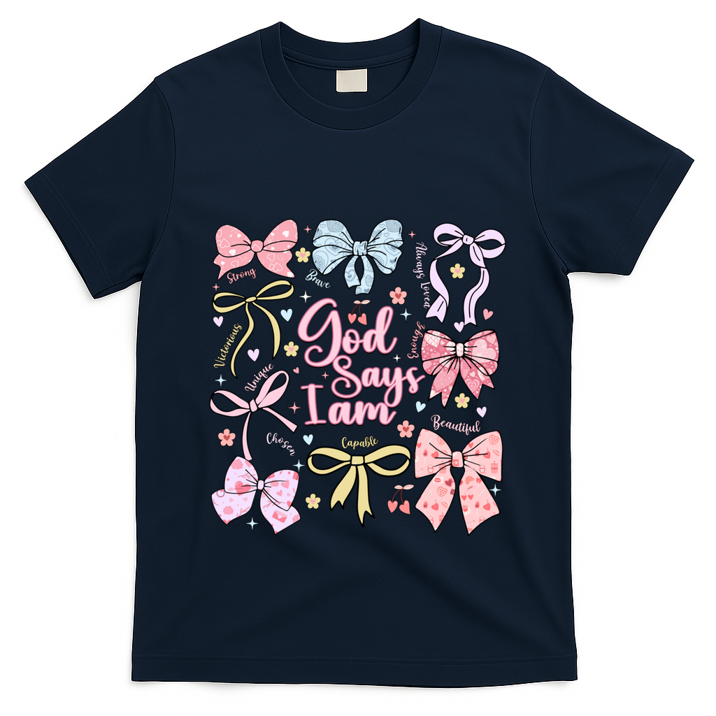 Coquette Bow God Says I Am Valentine Christian Grunge Cool Gift T-Shirt