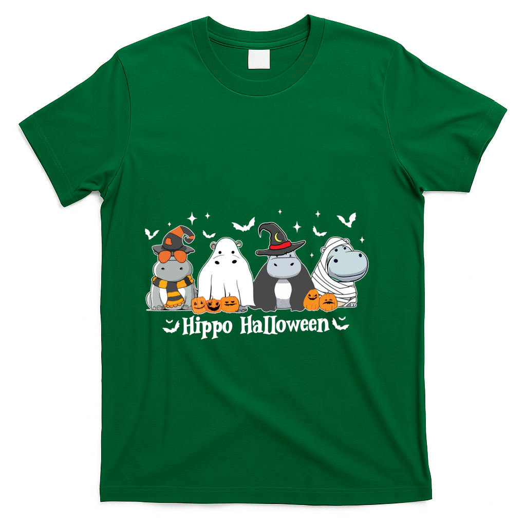 Cute Baby Hippo Moo Deng Fall T-Shirt - Green