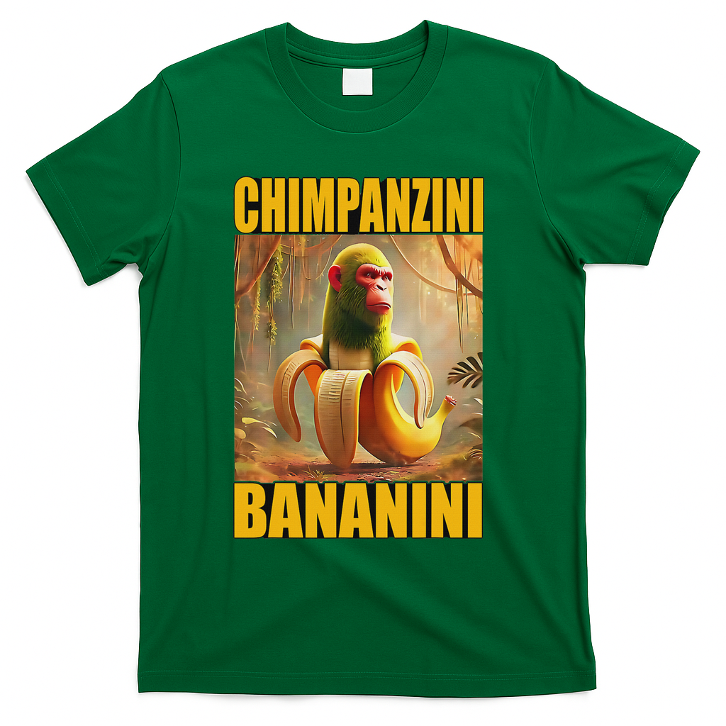 Chimpanzini Bananini Italian Brainrot Meme, Gilrs, T-Shirt - Green