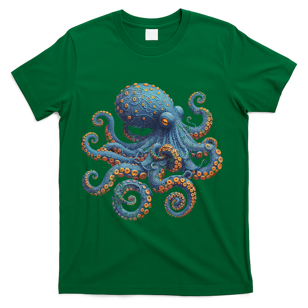Cool Blue Octopus Women T-Shirt - Green