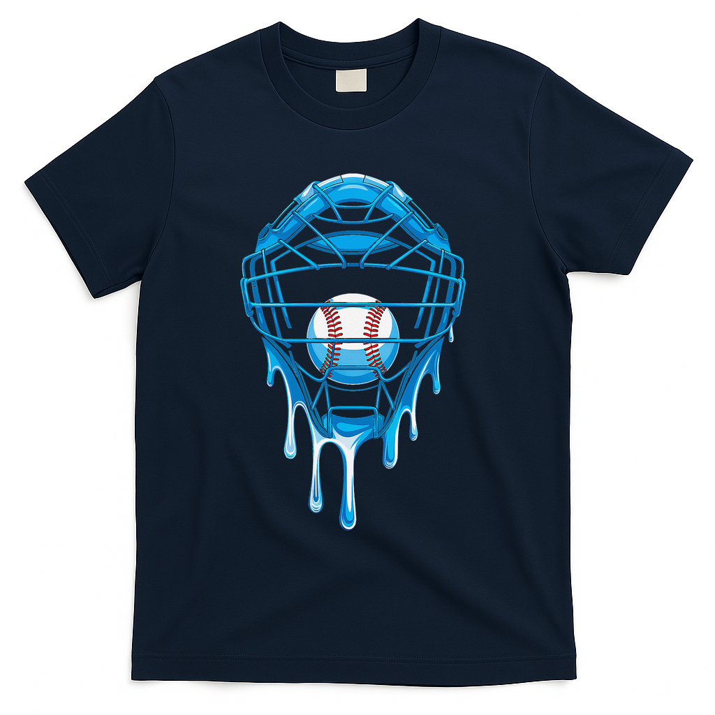Cool Baseball Respect The Drip Melted Ice Cream Baseball T-Shirt - Navy