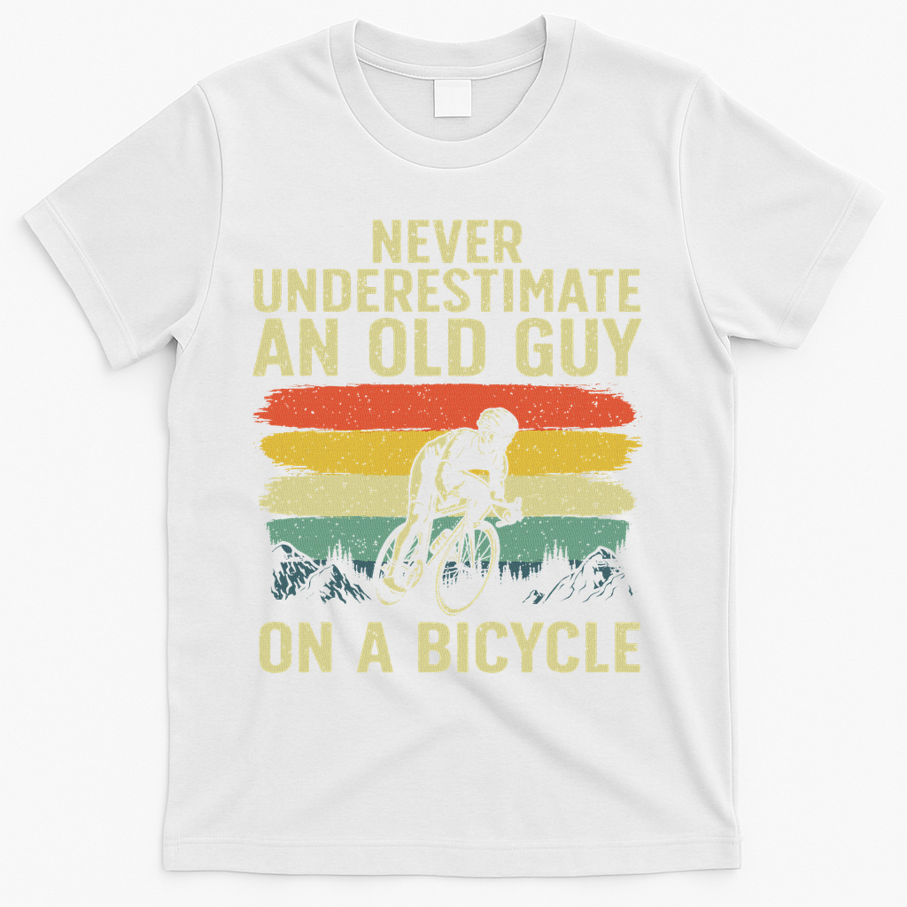 Cool Cycling Art For Grandpa Bicycle Riding Cycle Racing T-Shirt - White