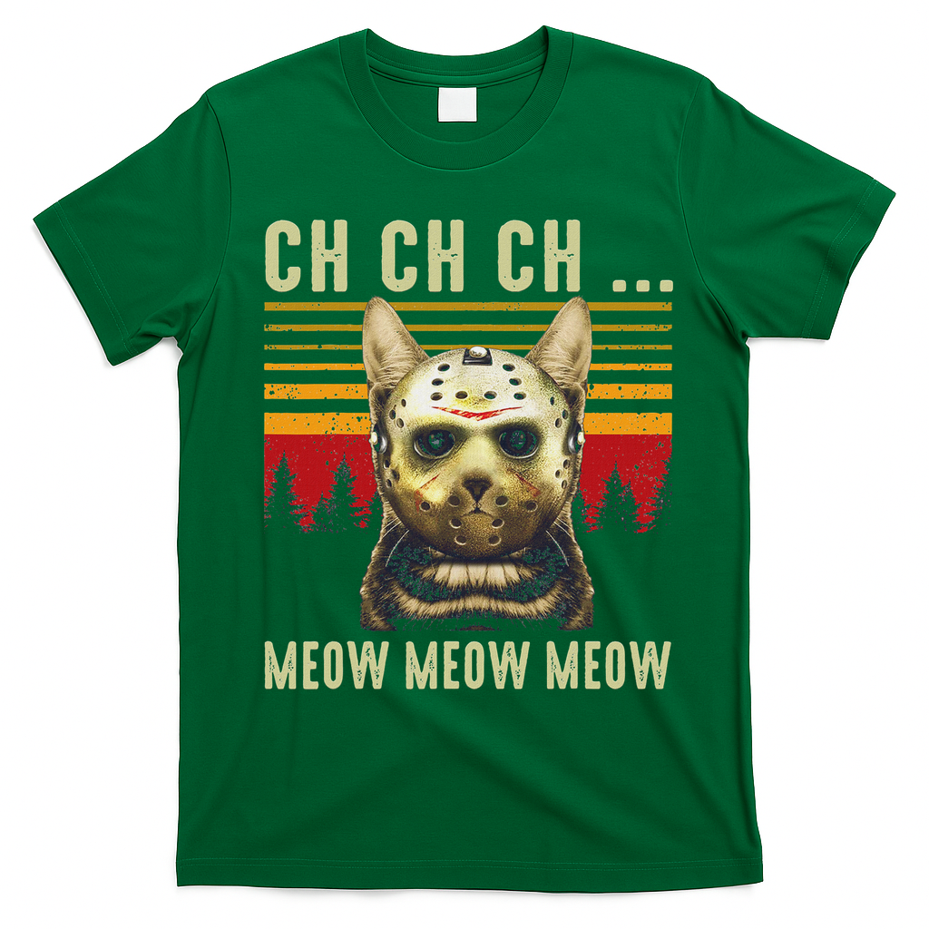 Ch Ch Ch Meow Meow Scary Friday Costume Halloween Cat T-Shirt - Irish Green
