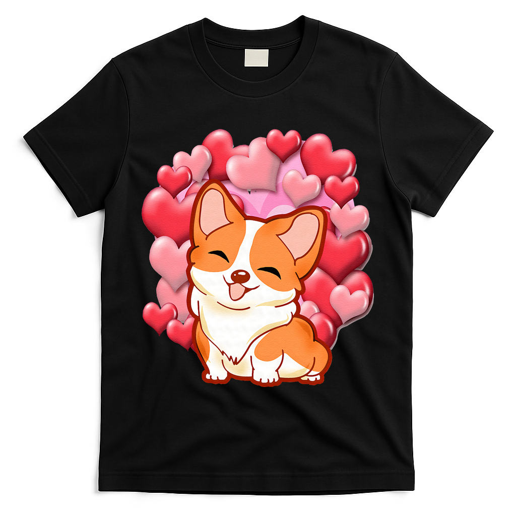 Cute Corgi Dog Valentines Day Love Heart Gift T-Shirt