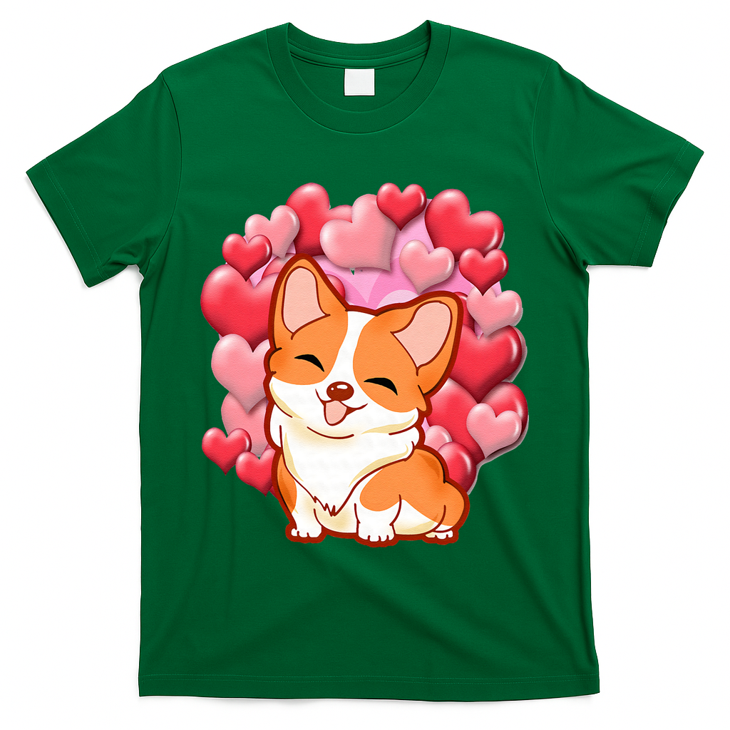 Cute Corgi Dog Valentines Day Love Heart Gift T-Shirt