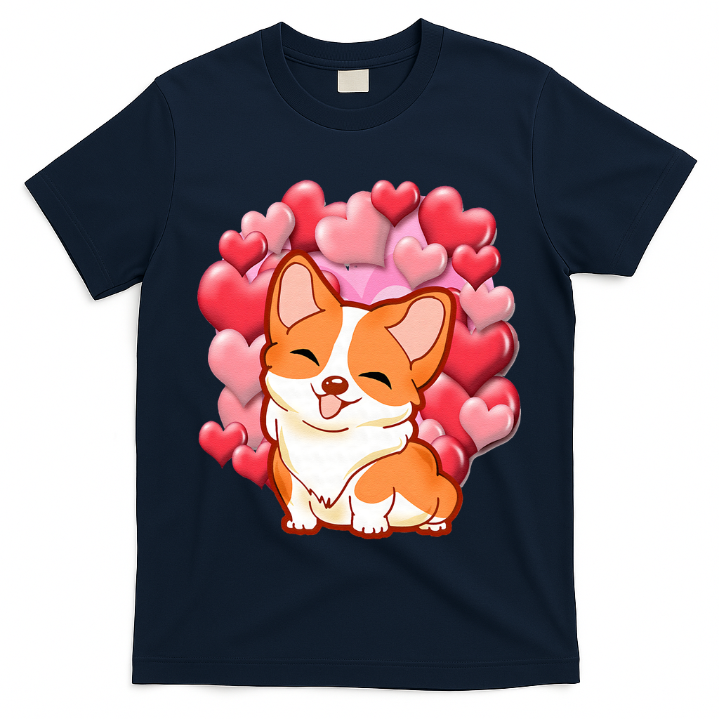 Cute Corgi Dog Valentines Day Love Heart Gift T-Shirt