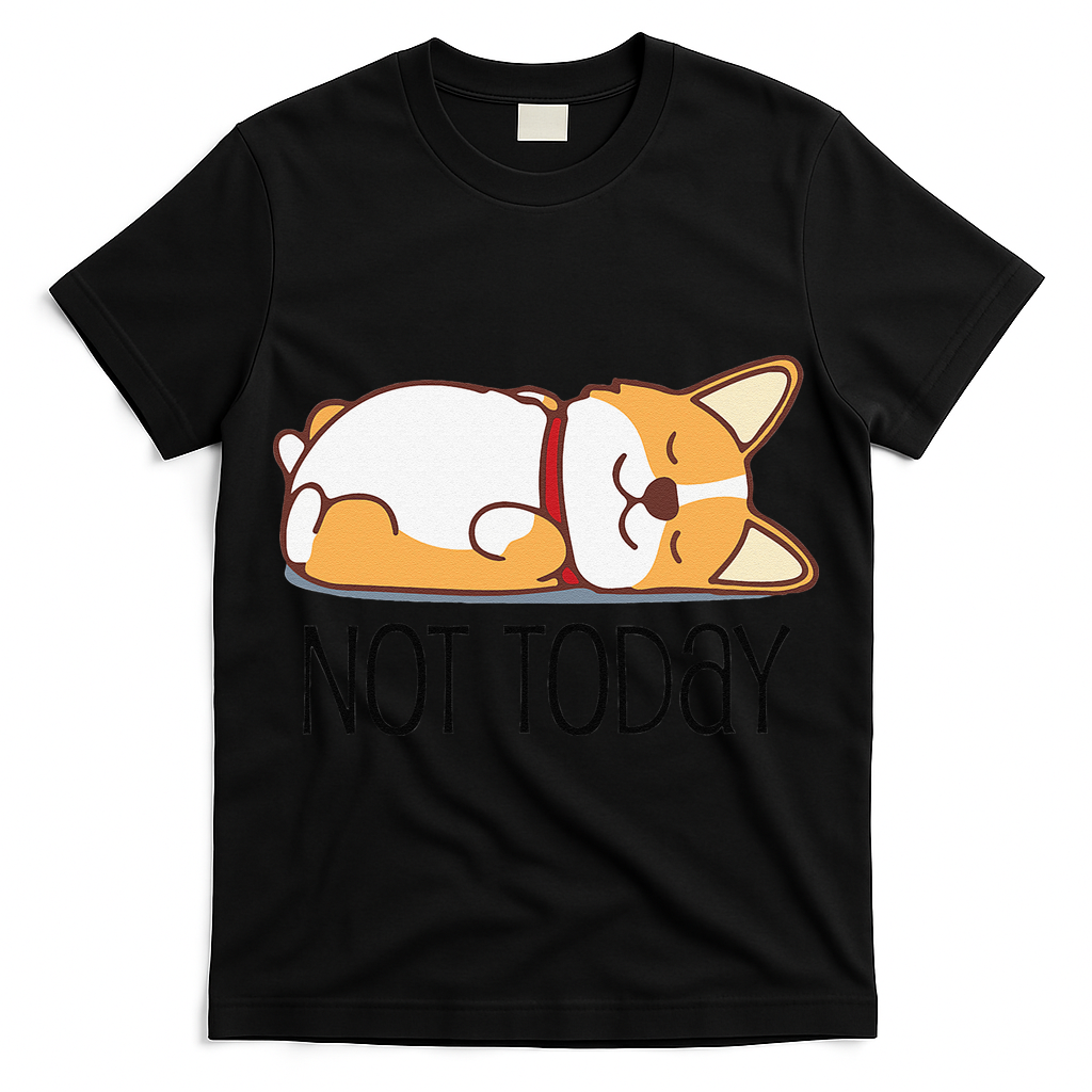Cute Corgi Gift Funny Dog Lover Not Today Lazy Animal Short Sleeve T-Shirt