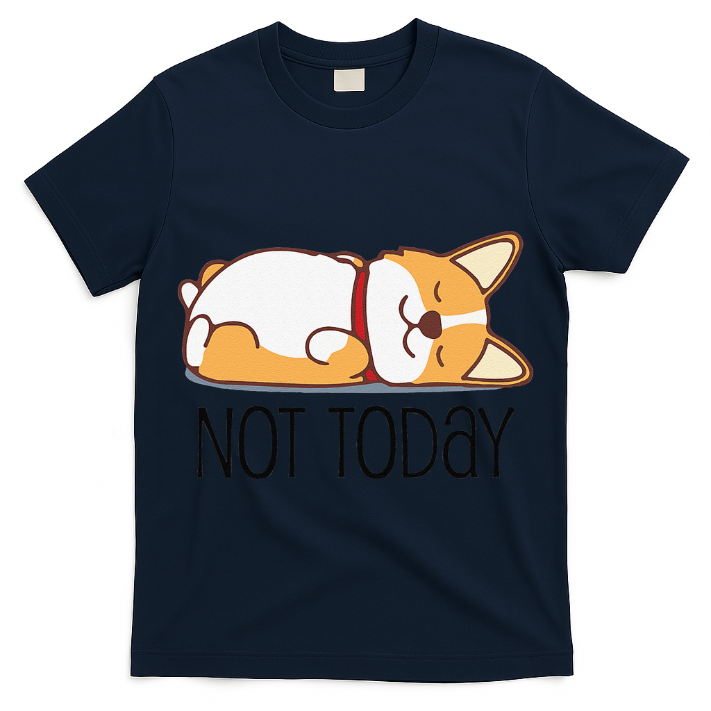 Cute Corgi Gift Funny Dog Lover Not Today Lazy Animal Short Sleeve T-Shirt