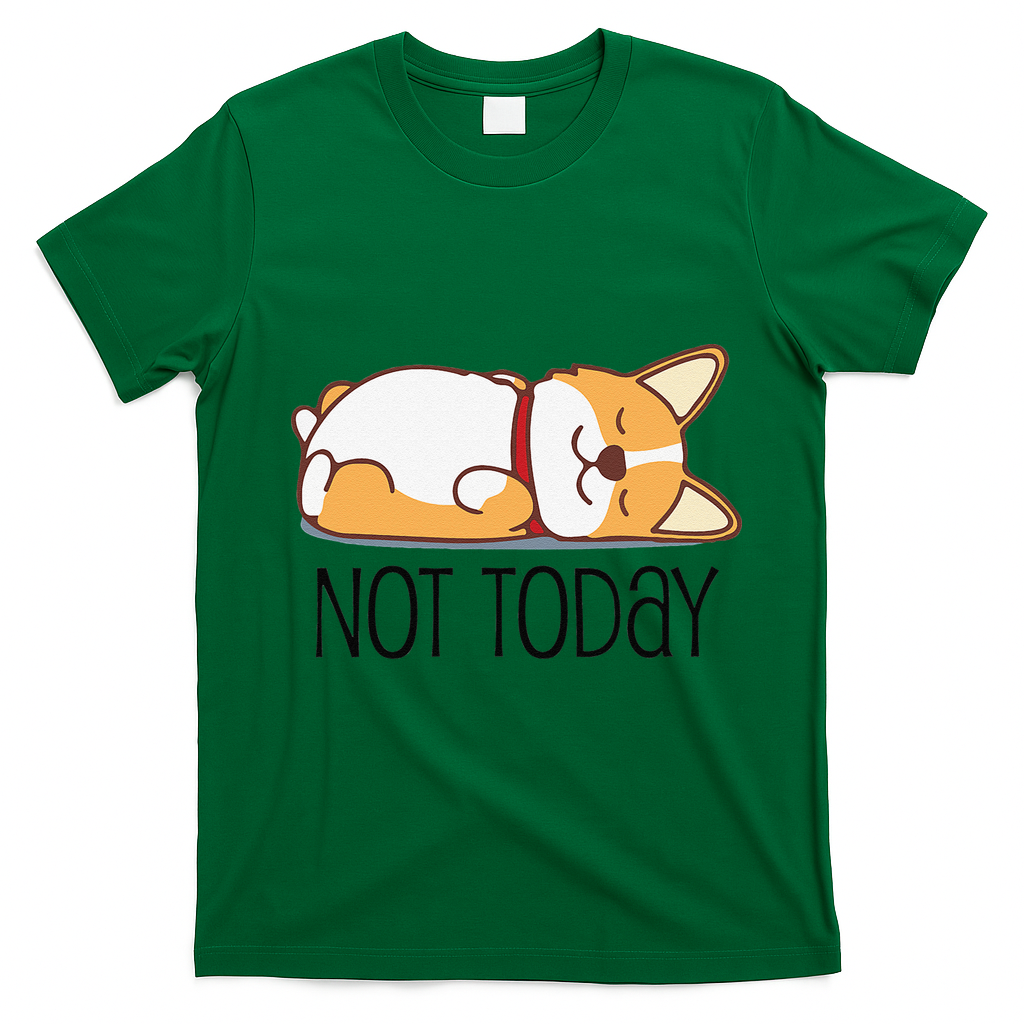 Cute Corgi Gift Funny Dog Lover Not Today Lazy Animal Short Sleeve T-Shirt - Irish Green