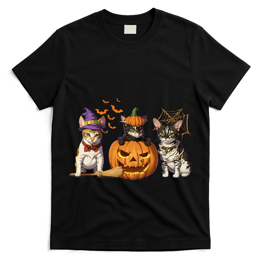 Cute Cat Halloween Witch Mummy Pumpkin Funny Cat Lover Gift T-Shirt