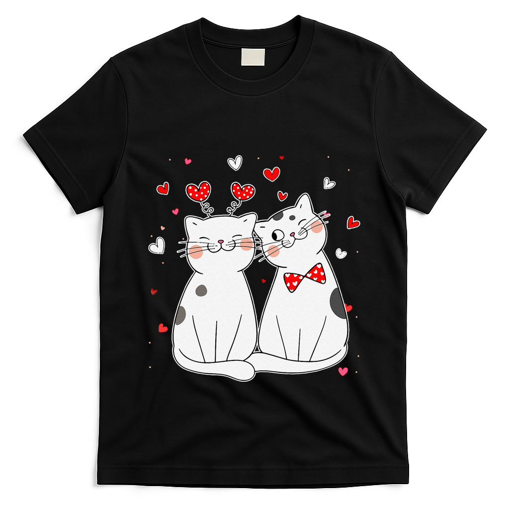 Cute Cats Kittens & Hearts Valentines Day Gift T-Shirt