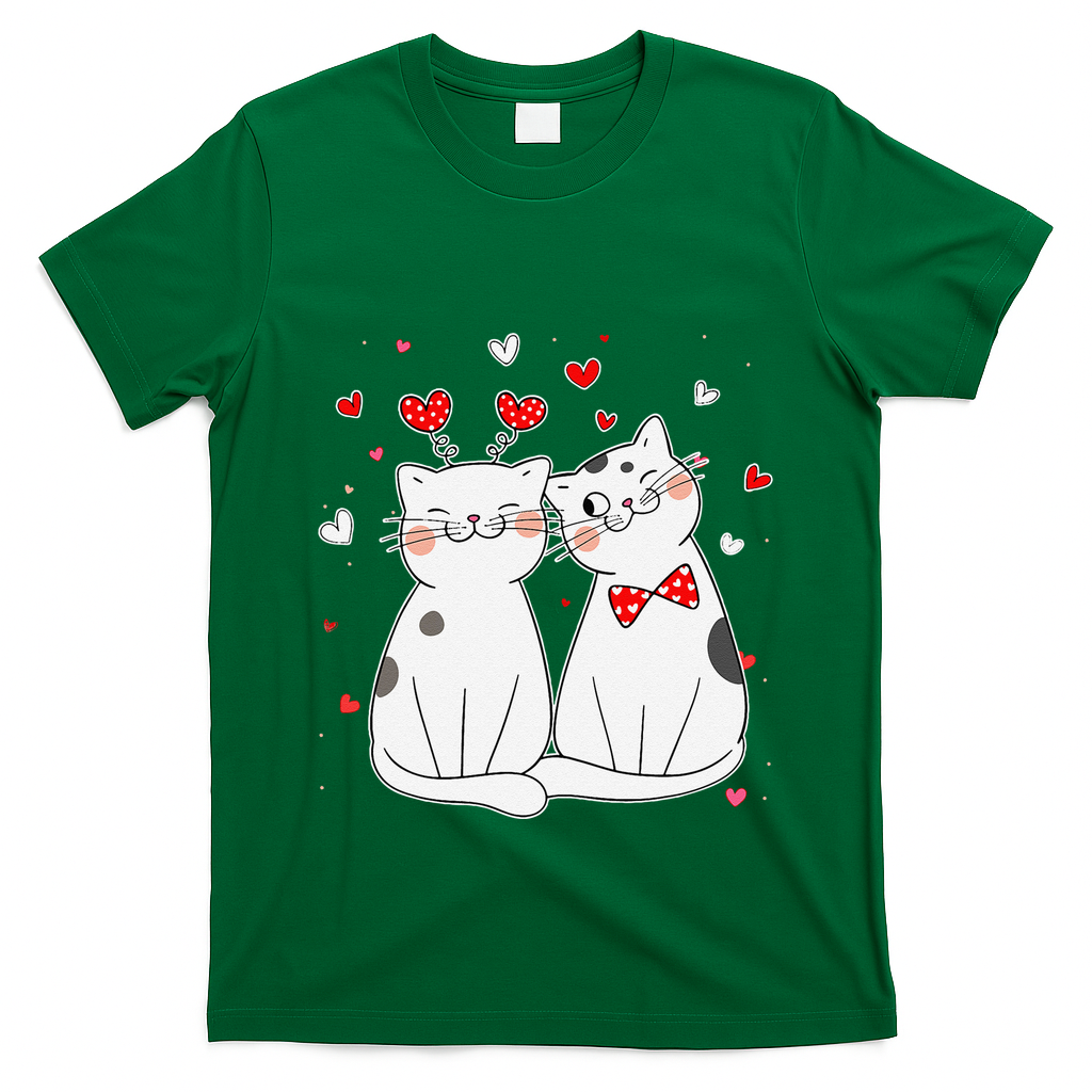 Cute Cats Kittens & Hearts Valentines Day Gift T-Shirt