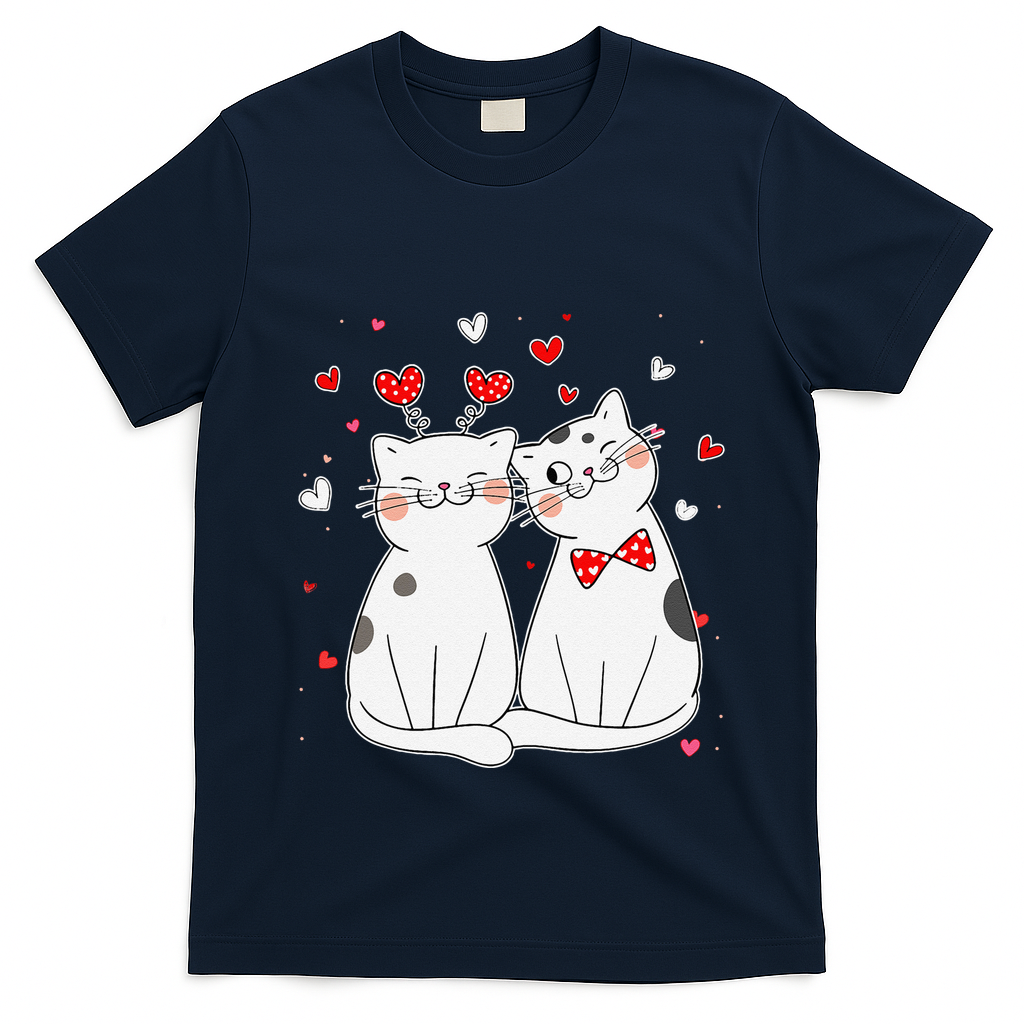 Cute Cats Kittens & Hearts Valentines Day Gift T-Shirt
