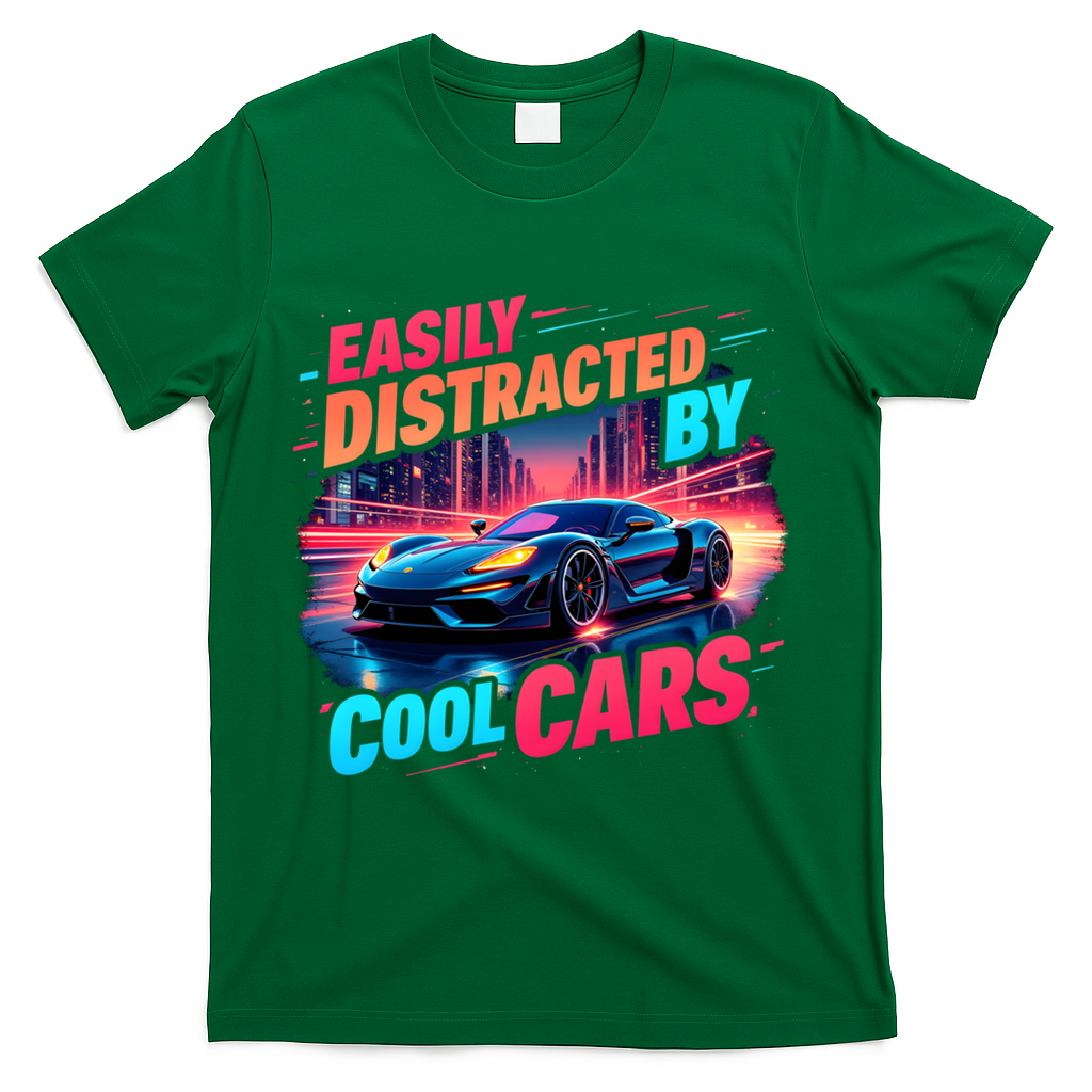 Cool Cars Vintage Easily Distracted By Muscle Car Gift T-Shirt - Green