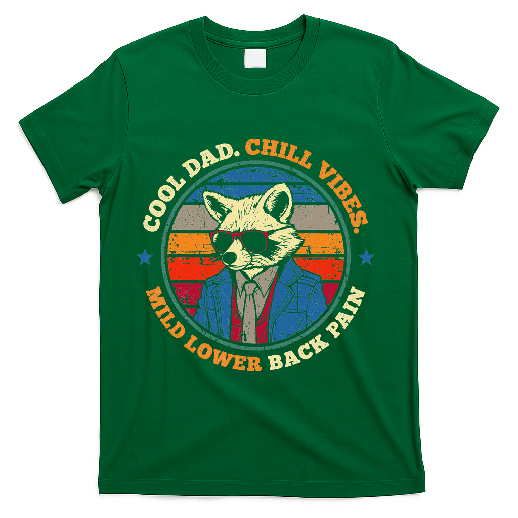 Cool Dad Chill Vibes Mild Back Pain Funny Fathers Day Gift T-Shirt - Green