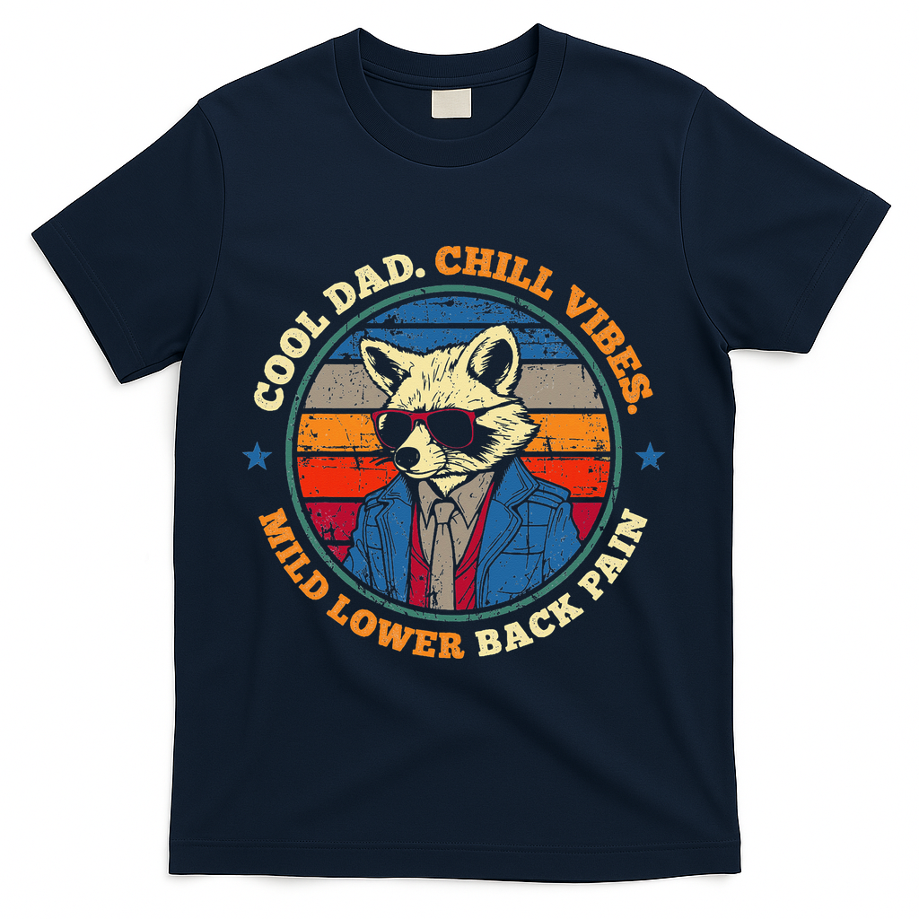 Cool Dad Chill Vibes Mild Back Pain Funny Fathers Day Gift T-Shirt - Navy