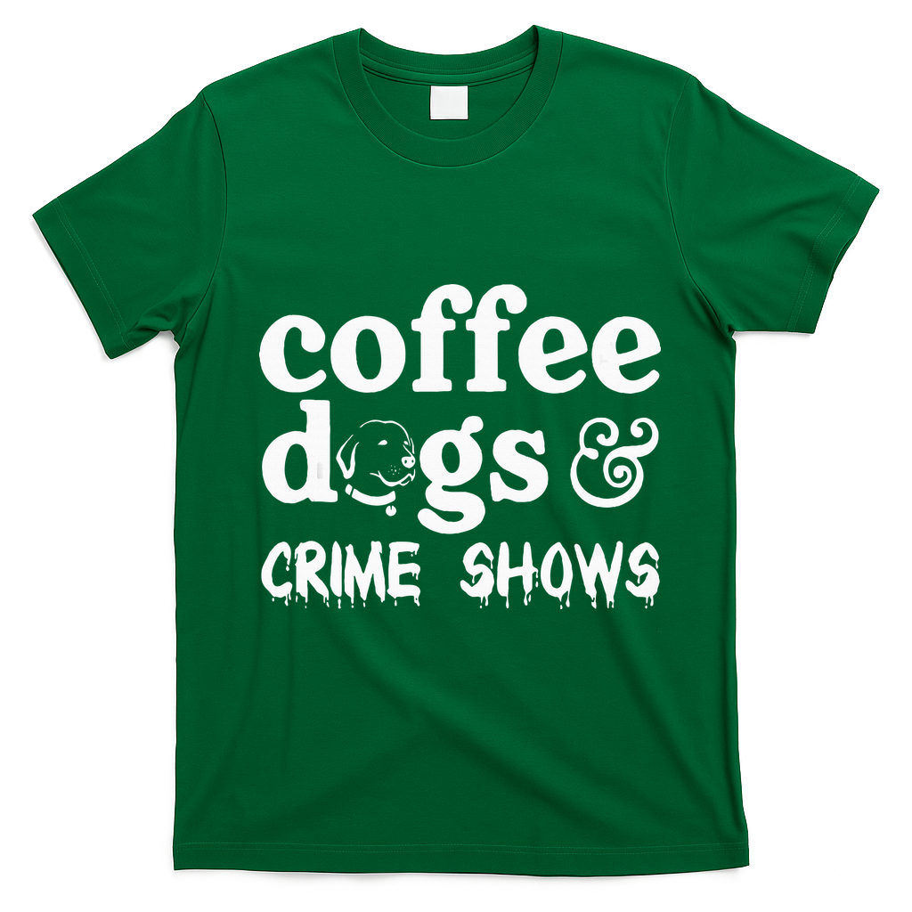 Coffee Dogs Crime Shows Funny Coffee Dog Lovers T-Shirt - Irish Green