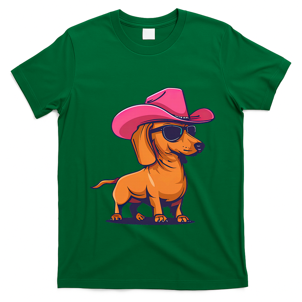 Cute Dachshund Cowboy Hat Wiener Sausage Dog Puppy T-Shirt - Irish Green