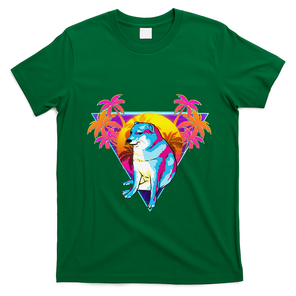 Cheems Dog Funny Shiba Inu Dank Meme 80s Retro Vaporwave T-Shirt - Irish Green
